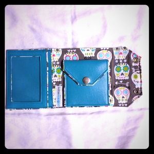 "Collisionware"  Blue/ Abstract Skull Print Wallet