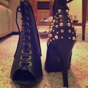 Black studded Heels & Studded heel boots!