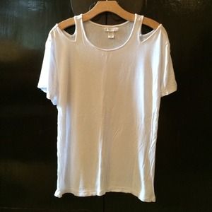 White cut off shoulder top