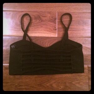 Brandy Melville Woven/String Back Bandeau in Black