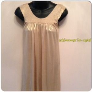 8598 Gold Shimmer Pleated Dress main image 1