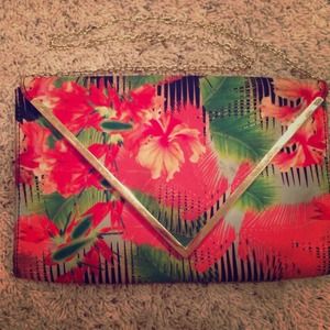 Aldo floral purse with a gold chain strap