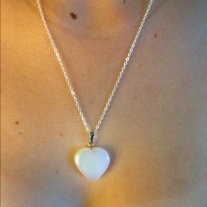 A beautiful polished heart stone necklace.