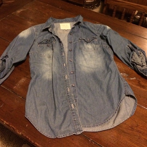 Chambray and sheer button up, jacket skirt bundle