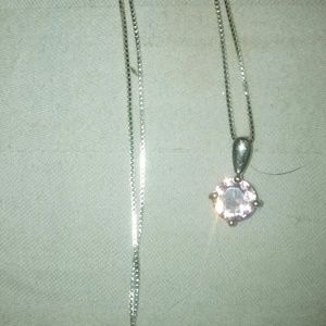 Light pink diamond necklace<3