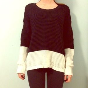 Black & White Color Block Knit Sweater