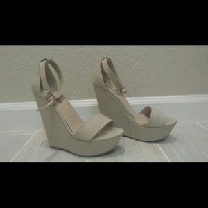 Beige Suede Wedges