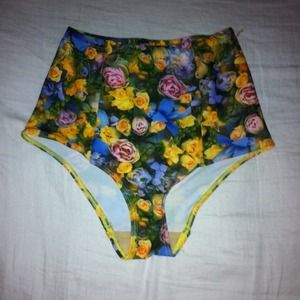 American apparel high waisted swim brief floral