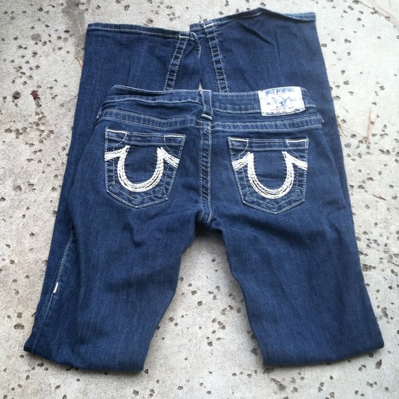 True Religion dark wash flare jeans