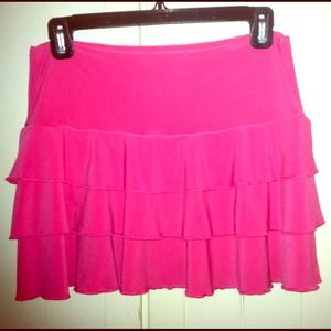 Girly tiered pink ruffle skirt