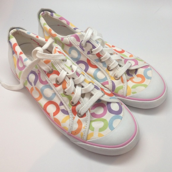 Coach white/rainbow op art sneakers