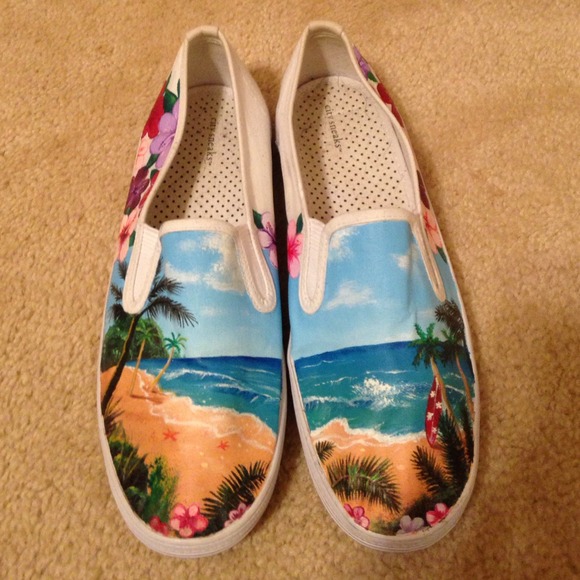 Hand-Painted Tropical Sneakers