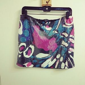 Printed, sequined miniskirt