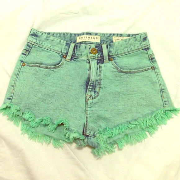 ✖️ ON HOLD ✖️Green Acid-Wash High-Waisted Shorts