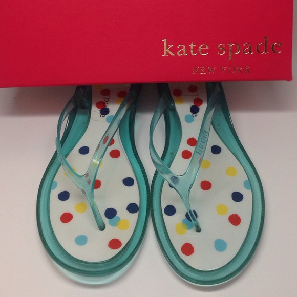 Kate Spade turquoise jelly thongs