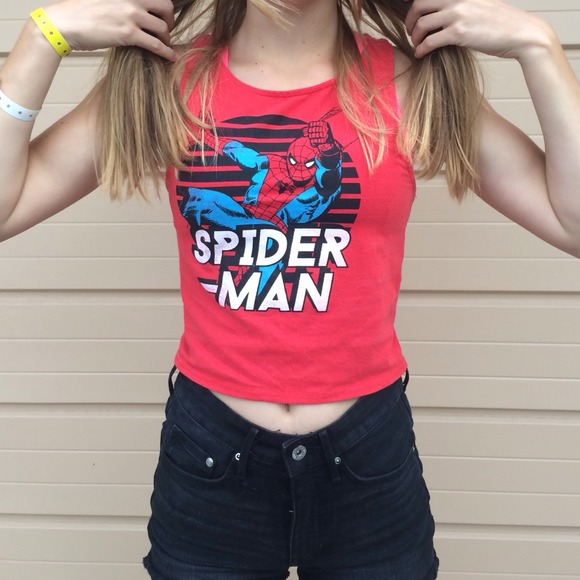 Wet Seal Tops - Spider Man cropped tank top