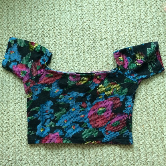 Black and colorful floral Motel Rocks crop top