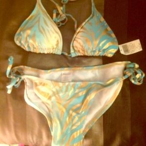 Snake print bikini top and bottom