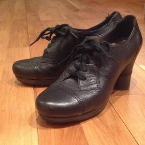 Biviel Black Leather Oxford Booties