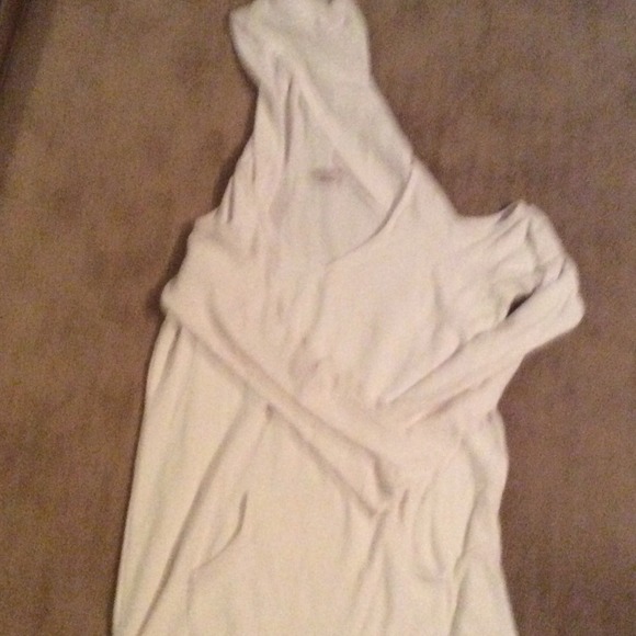 White hoody with cutout shoulders