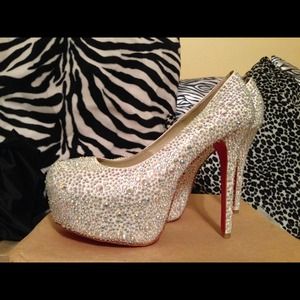 Custom clear rhinestone platform pumps 5.5" heel