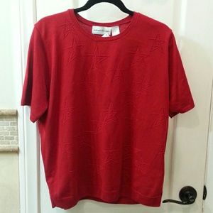 Red Short Sleeve Light Sweater