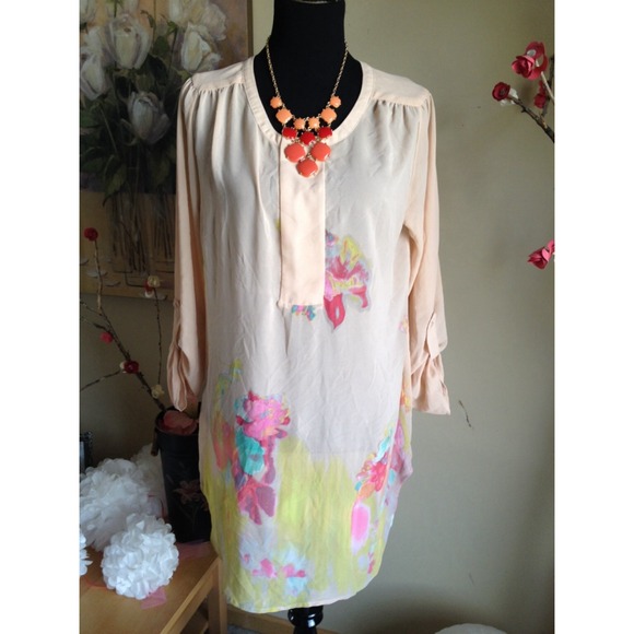 Wassaio Floral Peach Blouse Dress