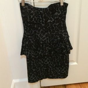 Black cheetah print strapless dress