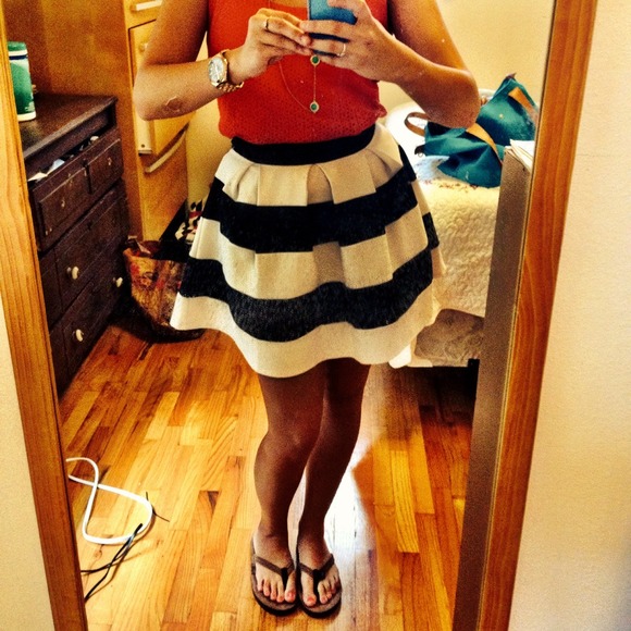 Black and White Pleated Skirt
