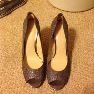 Enzo Angiolini Sparkle Silver Heels