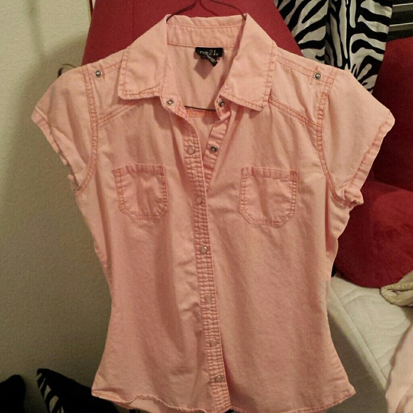 pink, jean-type shirt, thin fabric