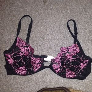 36C Rampage black and Pink lace bra