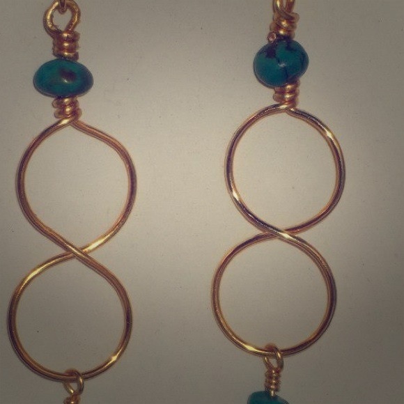 14 K Gold Turquoise, Moon Stone Infinity