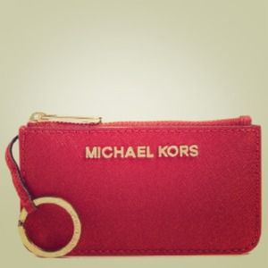 Michael Kors Key Pouch Wallet - Red Saffiano NWT