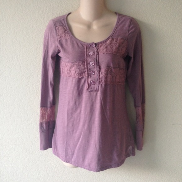✨ RXB Long Sleeve Button Down Blouse Top with Lace - Picture 1 of 6