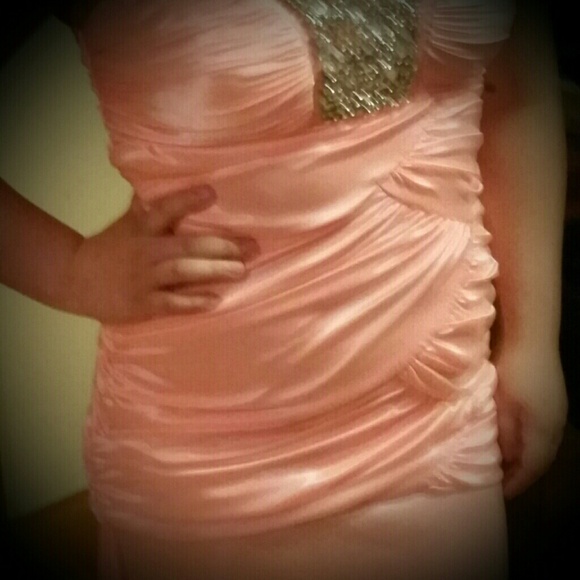 PEACH STATEMENT DRESS!