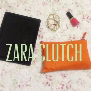 Bright orange Zara clutch bag/wallet