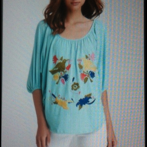 VaVa by Joy Han Tops - VaVa Voom Joy Han NWT light blue bird embroidery M