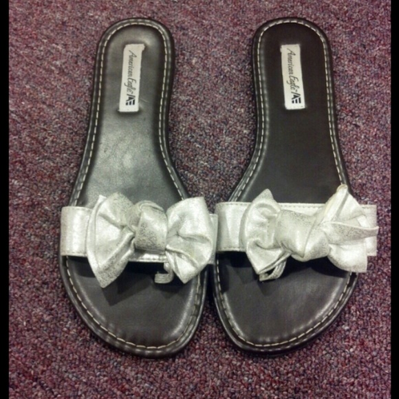 Silver bow sandals