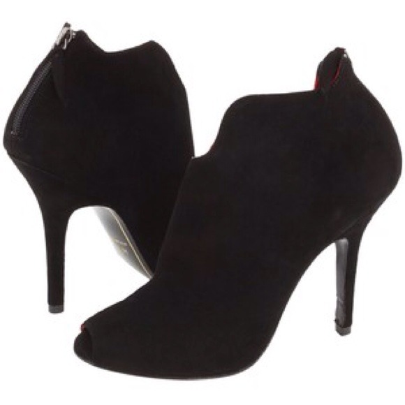 Charles Jourdan Audrey Peep Toe Suede Booties - Picture 1 of 3