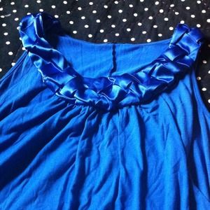Royal Blue Sleeveless Satin Braid Plus Size Top