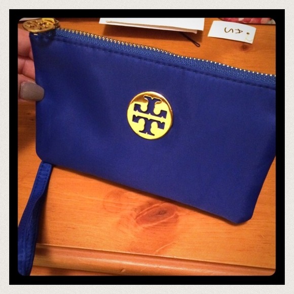 Blue Wristlet/ Make up Pouch