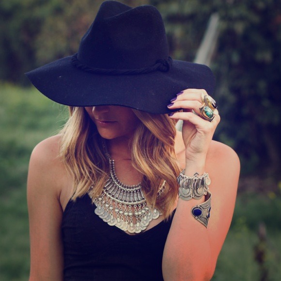 Silver bohemian bib necklace