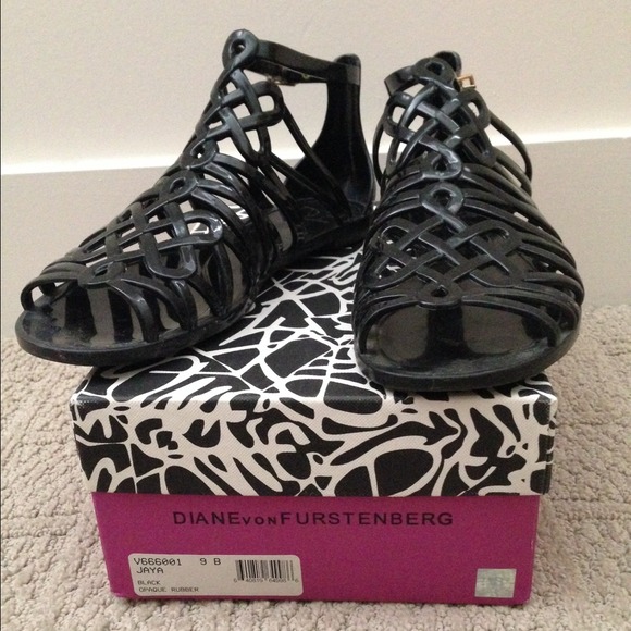 Diane von Furstenberg Black Jelly Flats - Picture 1 of 4