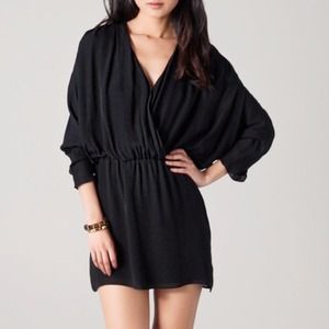 PARKER ruched silk mini dress in black