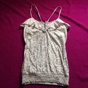 off white and beige American eagle tank top