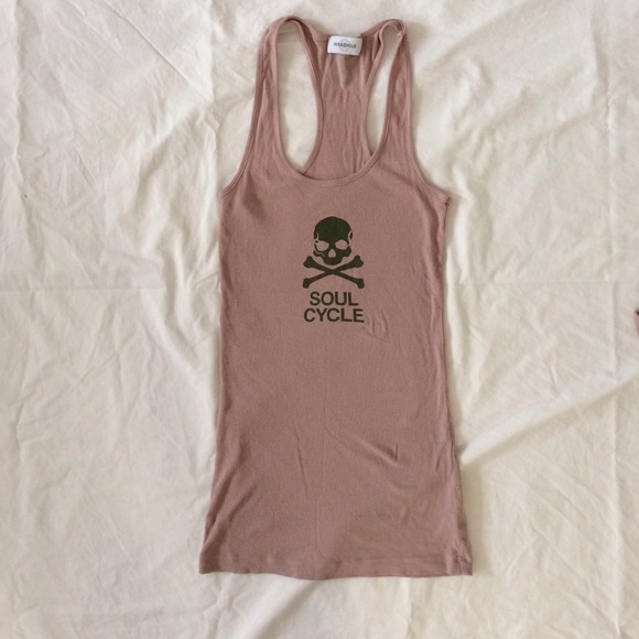 Soulcyle blush pink ribbed tank L