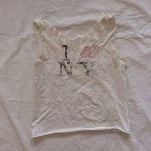 I love New York battered worn cut cropped tank