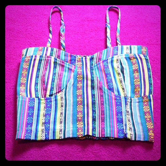Tribal print corset crop top