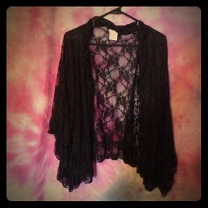 Free People Black Lace Kimono